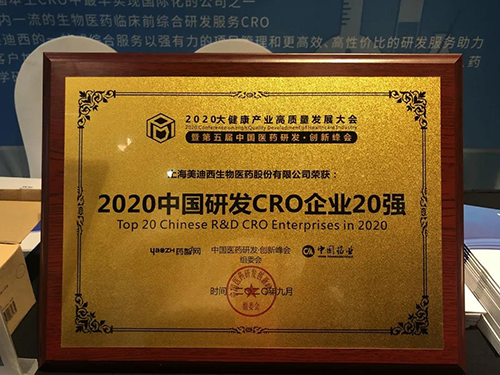2020中国研发CRO企业20强 富联娱乐